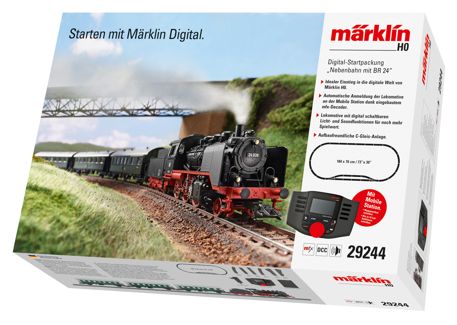 Märklin 29244 <br/>Digital-Startpackung "Nebenbahn mit BR 24"